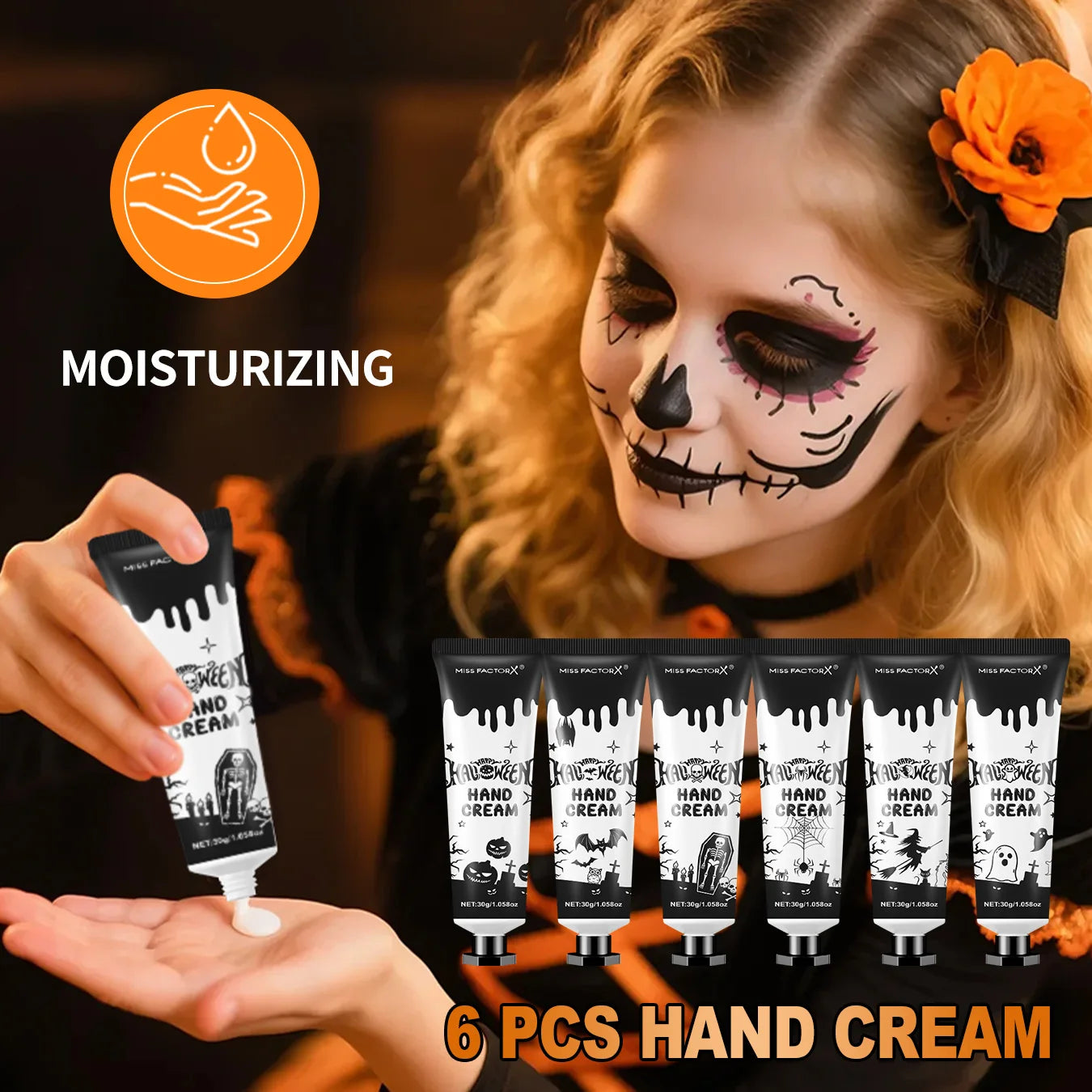 24PCS Halloween gift set (6 hand creams+6 lipstick) Each set includes a Halloween card and gift yarn bag Peaceful Pleasures Health and Wellness
