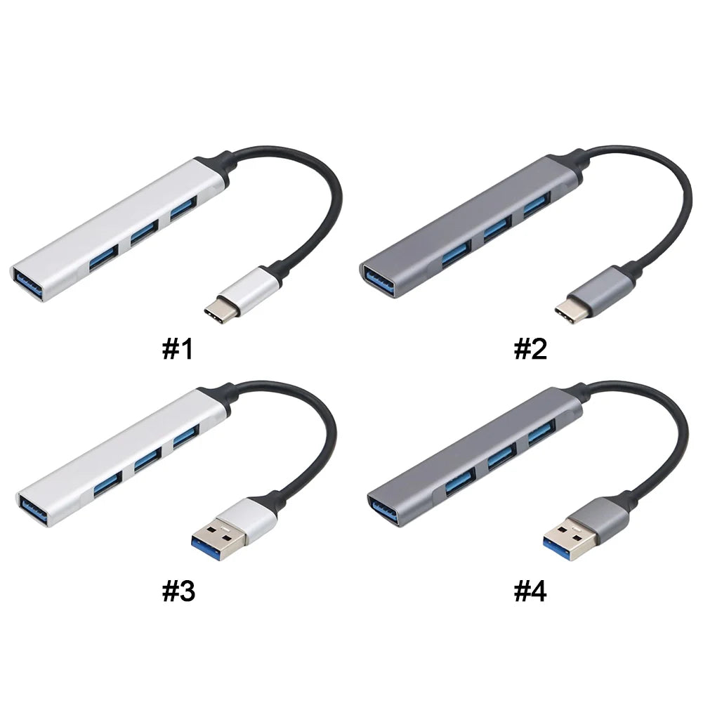 4-Port USB 3.0 Hub – 5Gbps USB-C & USB-A Port Expander Peaceful Pleasures Health and Wellness