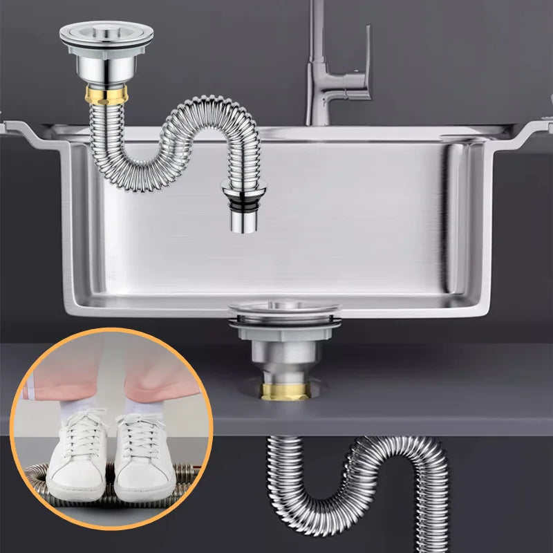 Stainless Steel Sink Drain Filter & Deodorant Drain Pipe Kit