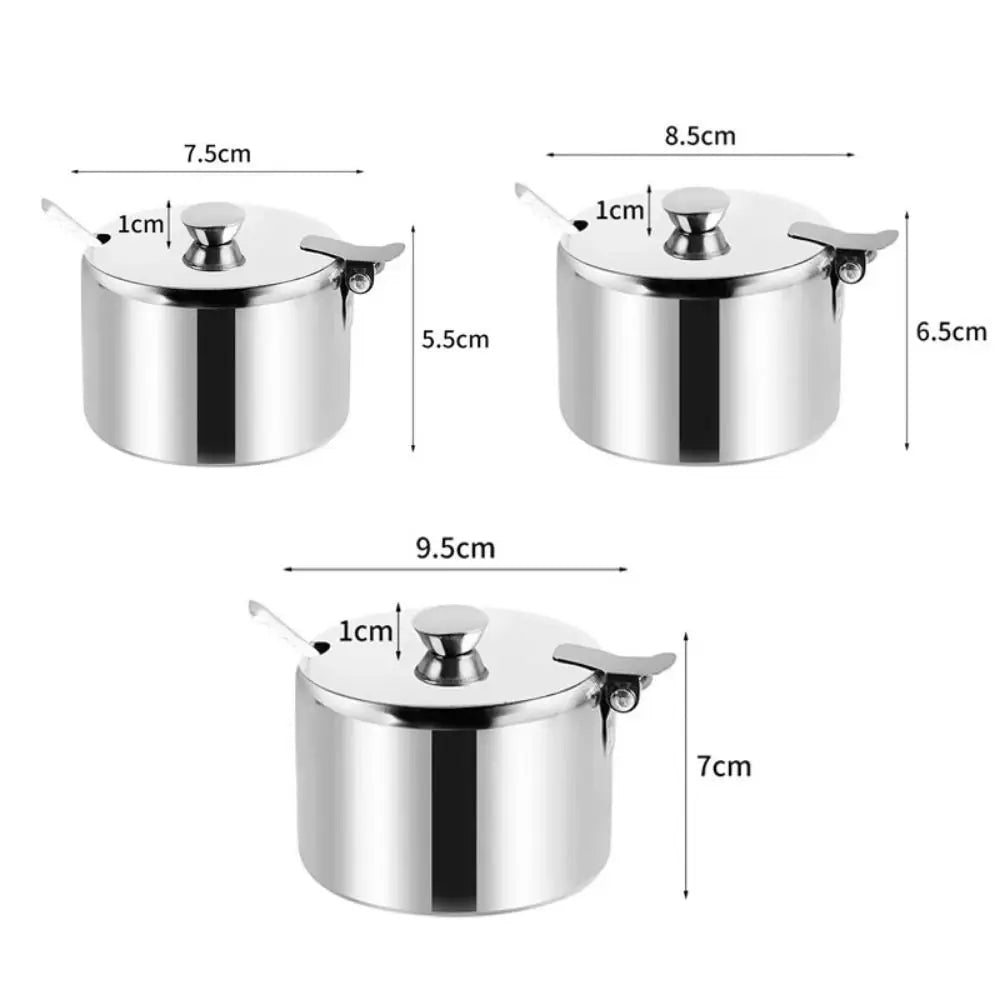 Stainless Steel Sugar & Spice Jar with Lid and Spoon