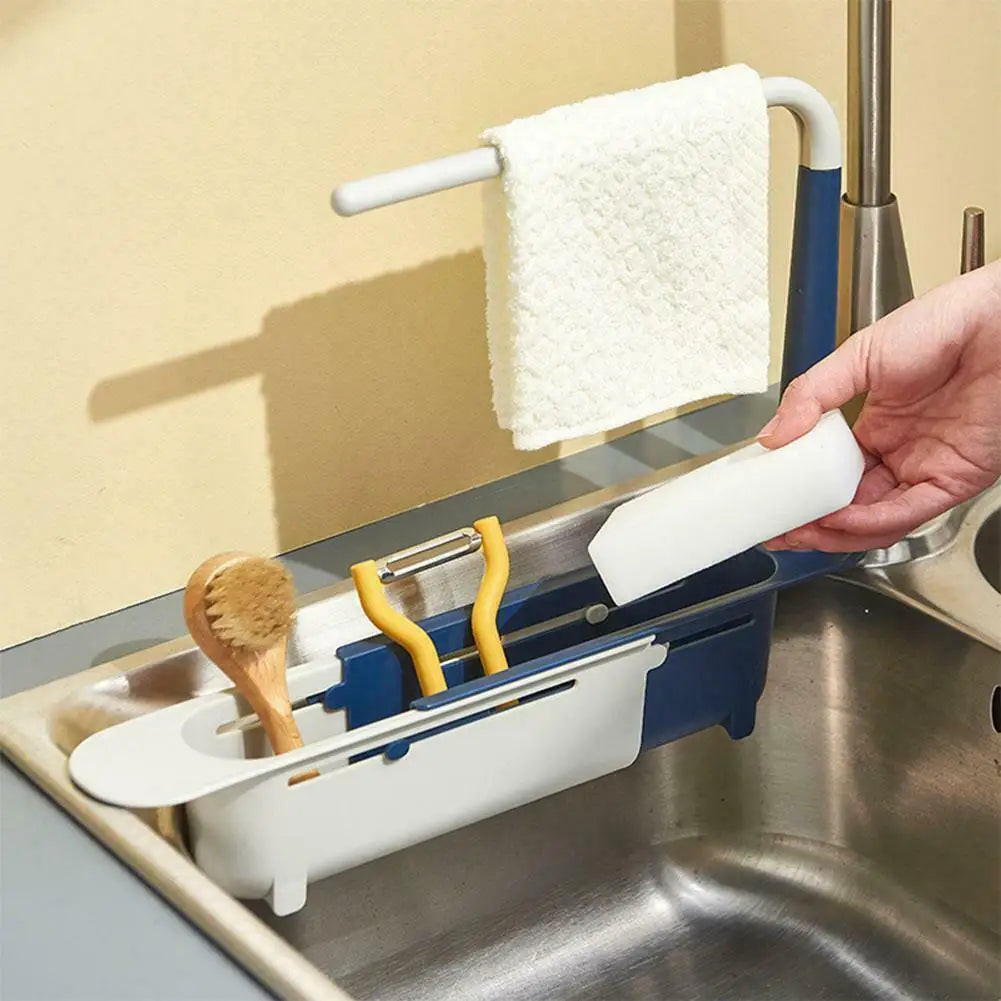 Kitchen Sink Drain Rack Telescopic Sink Shelf Sinks Organizer Soap Sponge Holder Storage Basket Kitchen Gadgets Accessories Tool Peaceful Pleasures Health and Wellness