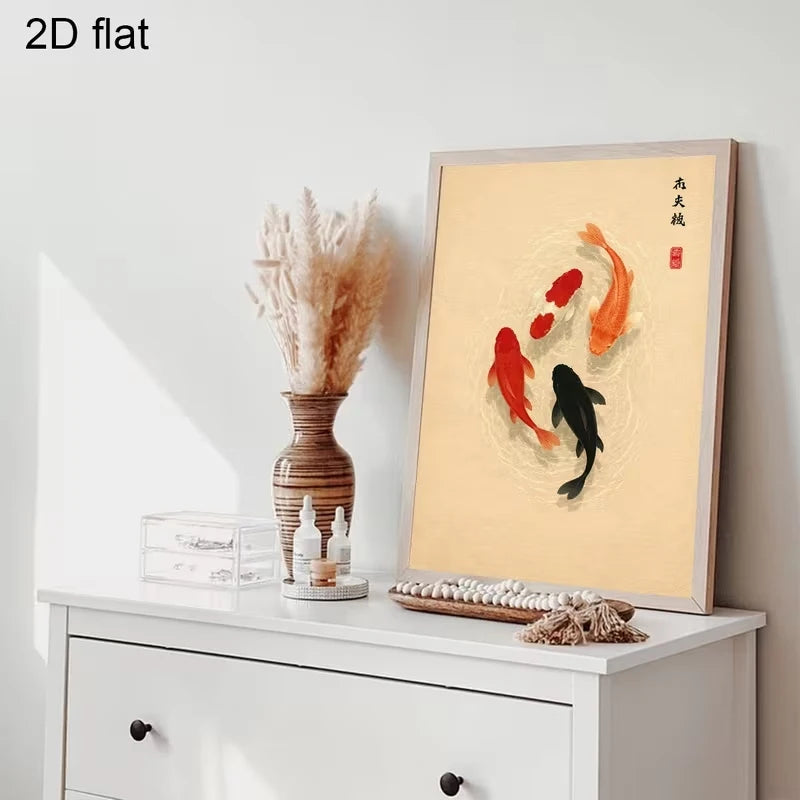 Modern Koi Fish Canvas Wall Art Print | Home Decor Poster