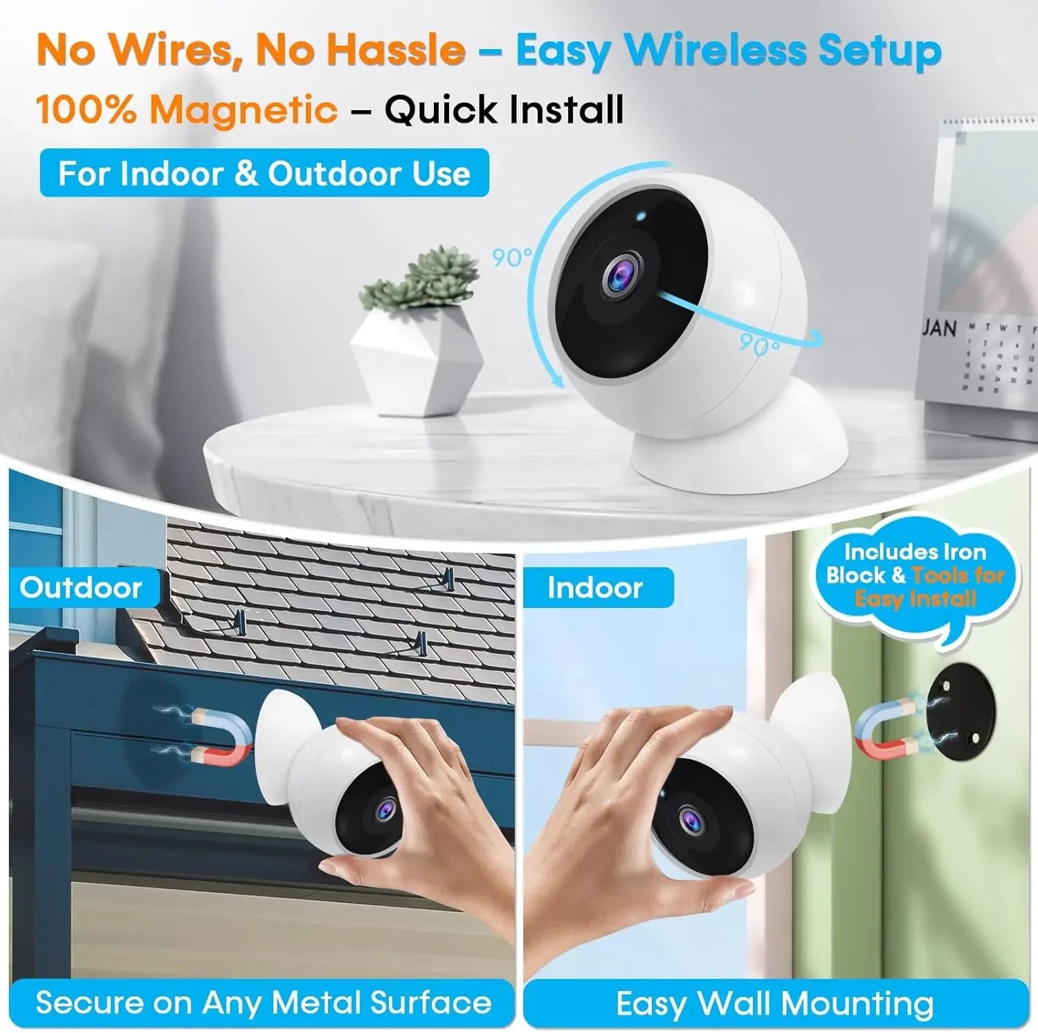 Wireless Outdoor Security Cameras 2-Pack: Magnetic Mount, 2K HD, AI Motion Detection, Long Battery Life Peaceful Pleasures Health and Wellness