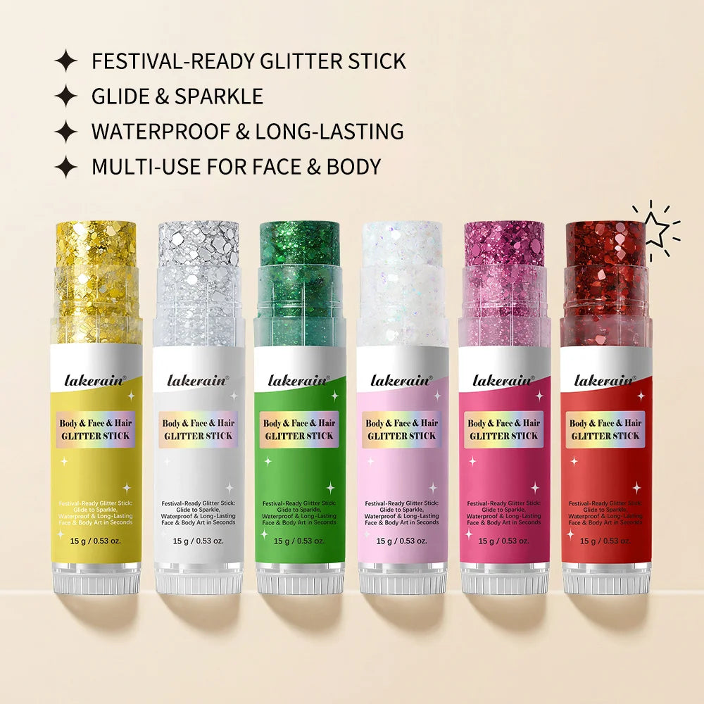 Body Glitter Sequin Stick Gel Texture Long-Lasting Dazzling Smudge-Proof Rich Sparkling Glitter Body Art for Party Stage Makeup Peaceful Pleasures Health and Wellness