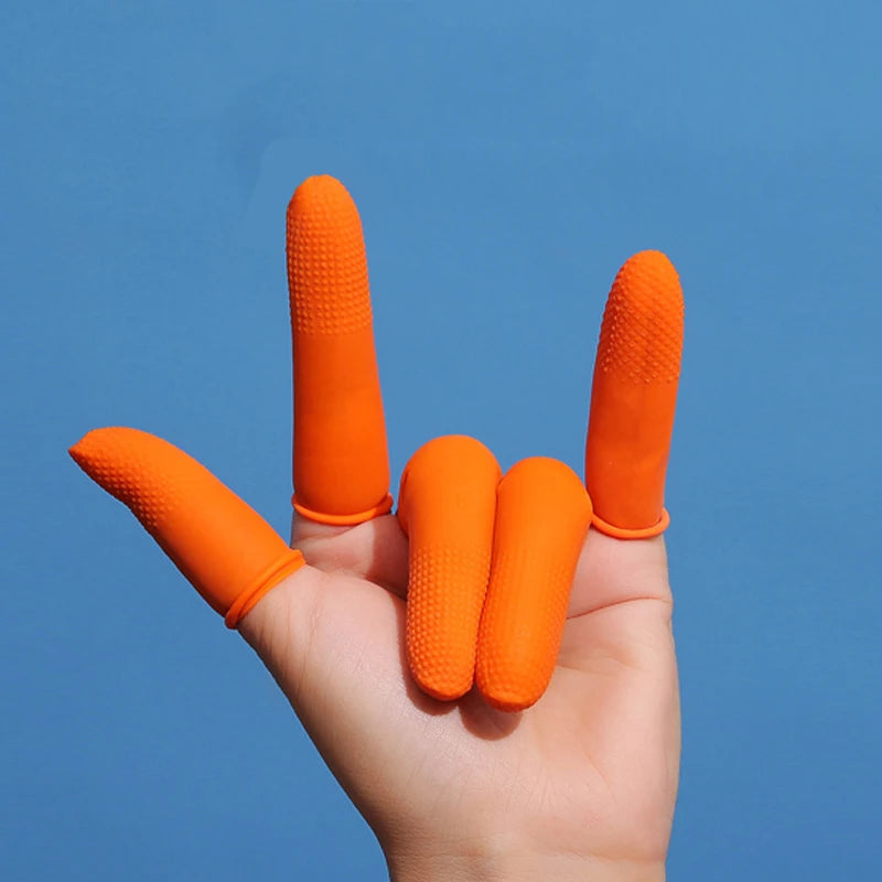 Orange Rubber Finger Covers with Dotted Patterns Anti-slip Durable and Thickened Latex Protection Peaceful Pleasures Health and Wellness