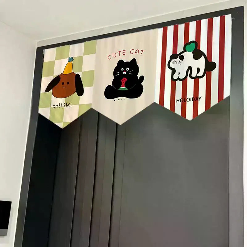 Cartoon Door Curtain – No-Drill Self-Adhesive Privacy Curtain Door Curtain Peaceful Pleasures Health and Wellness