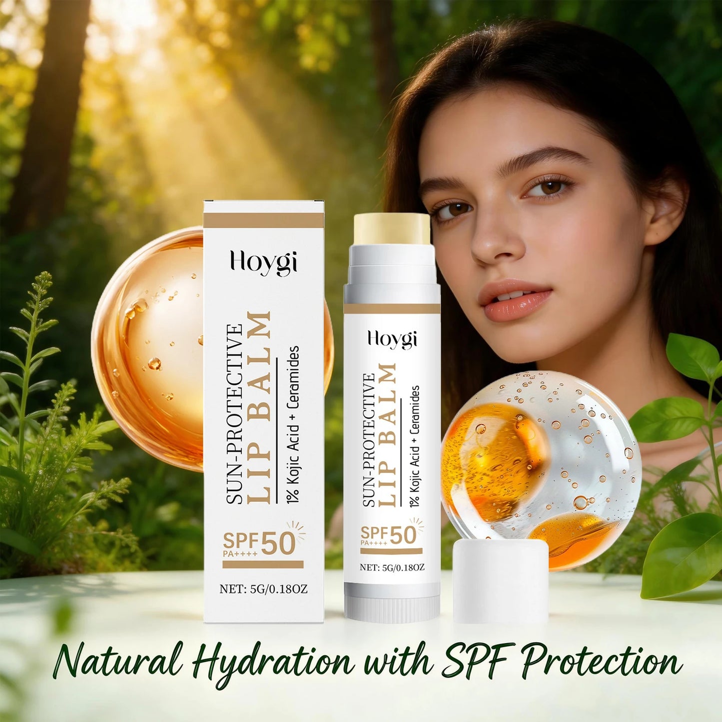 Sun Protective Lip Balm Spf 50+ Sunblock Fade Lip Lines Nourishing Moisturizing Kojic Acid Ceramide Lip Care Shining Lipstick Peaceful Pleasures Health and Wellness