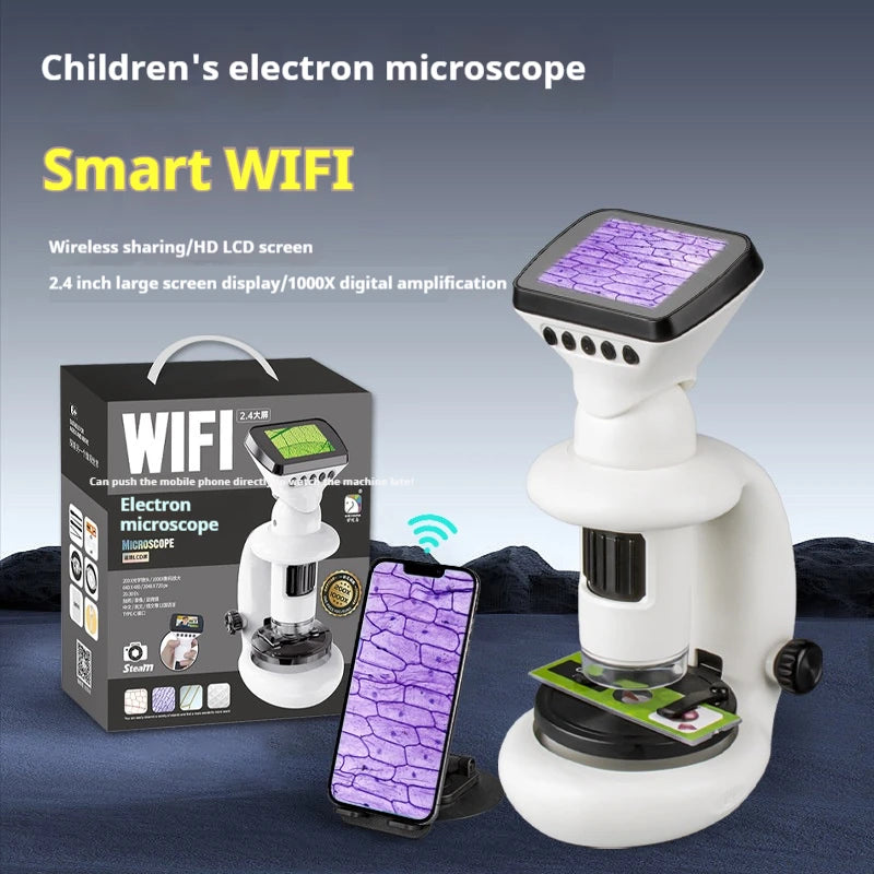 Children's Microscope Multifunctional Intelligent Wifi Electronic Microscope with Display Screen for Student Education Peaceful Pleasures Health and Wellness