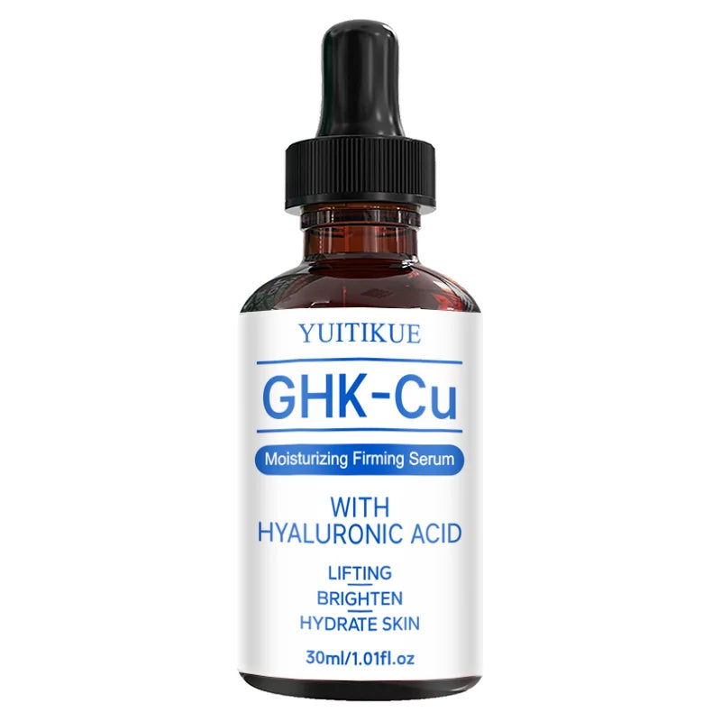 YUITIKUE GHK-Cu Serum with Hyaluronic Acid Moisturizing Firming Lifting Brightening Hydrating Facial Skin Care Serum 30ml Peaceful Pleasures Health and Wellness 1pc