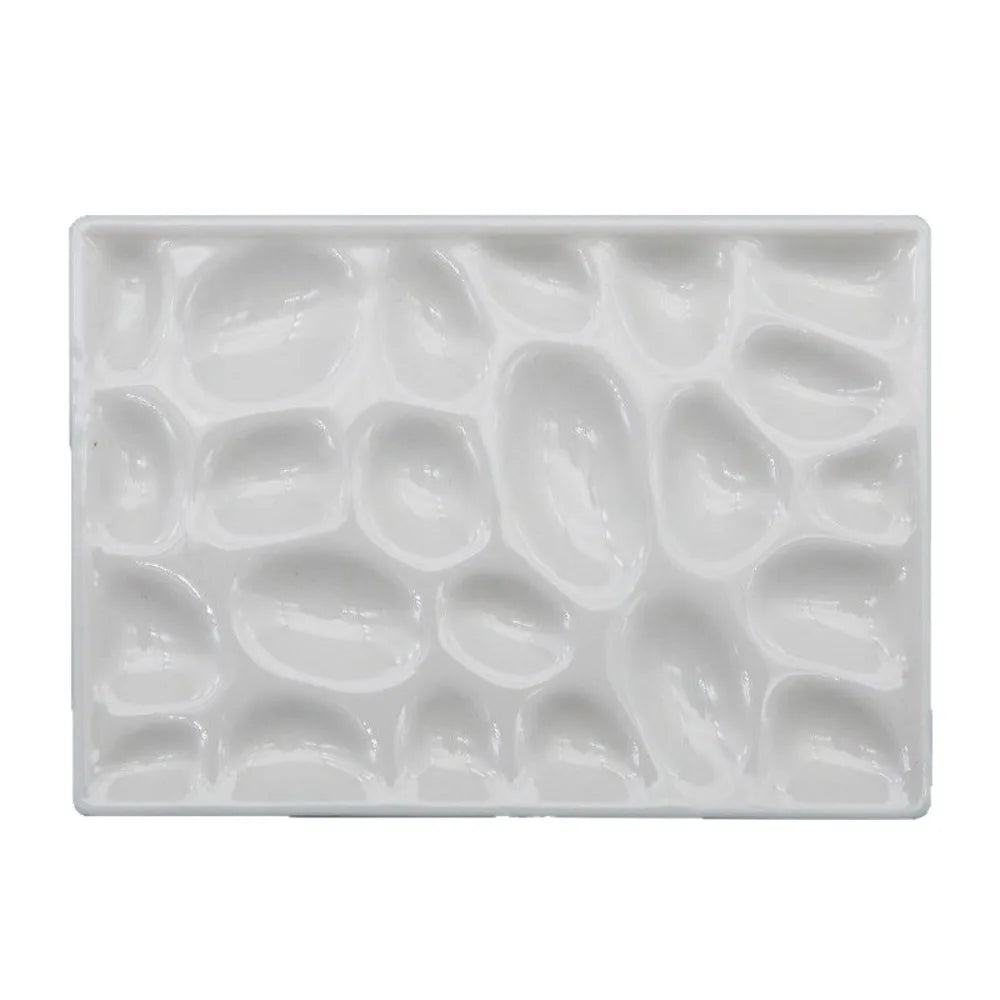 Multi Compartment Ceramic Paint Palette Professional Smooth Surface Rectangular Pothole Pigment Tray DIY Easy To Rinse Peaceful Pleasures Health and Wellness White