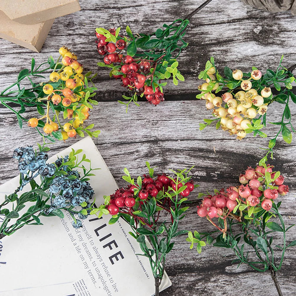 1X Artificial Pomegranate Long Branch Vibrant Berry Flowers Weddings