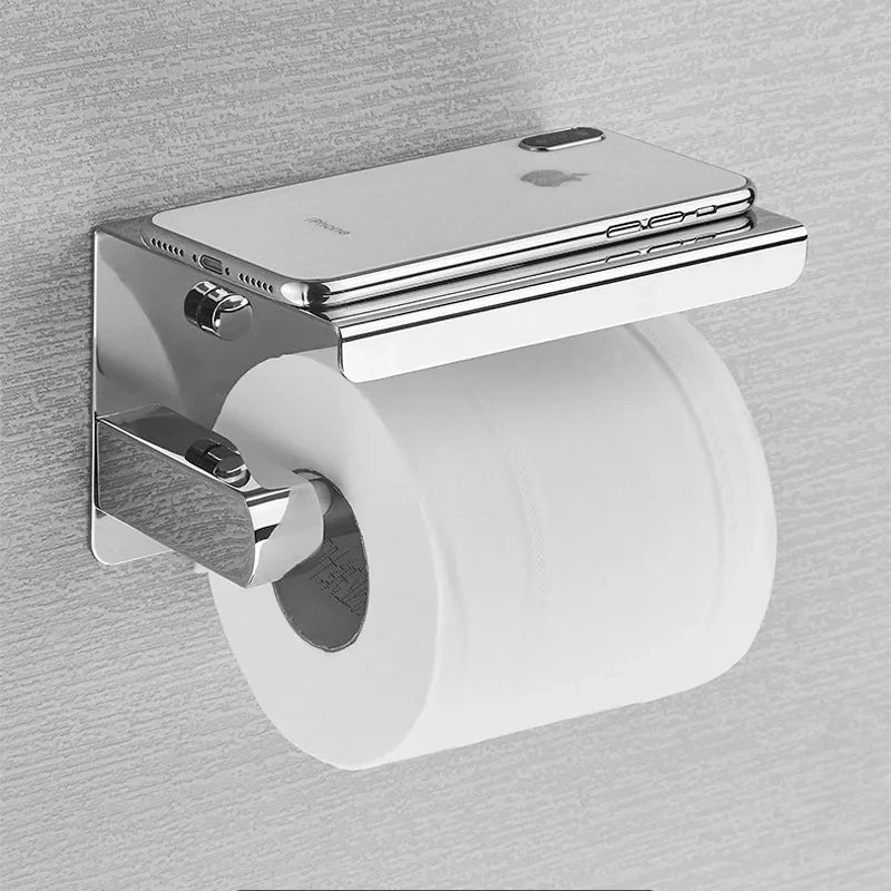 No-Drill Stainless Steel Toilet Roll & Paper Towel Holder