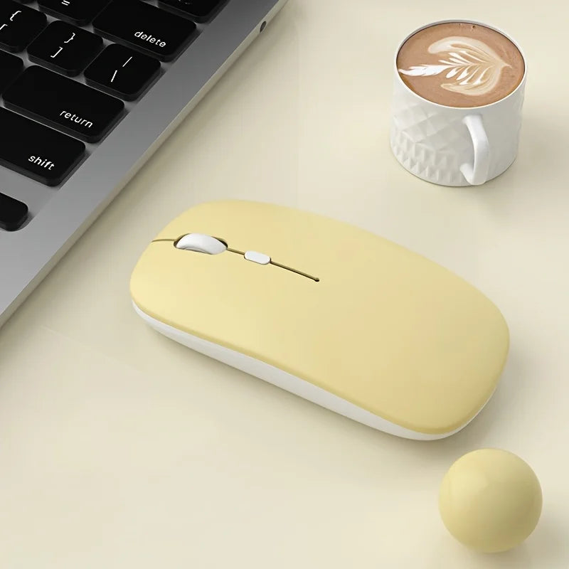 Wireless Mouse Bluetooth-compatible Mouse Ergonomic Mouse Suitable For Laptops Ipads Tablets Laptops Mobile Phone Mice Peaceful Pleasures Health and Wellness Matte-Yellow