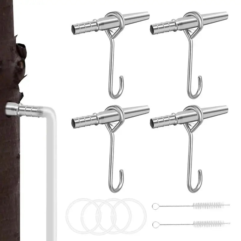 Stainless Steel Maple Syrup Tapping Kit – 4-Set with Hooks Maple Tapping Kit Peaceful Pleasures Health and Wellness
