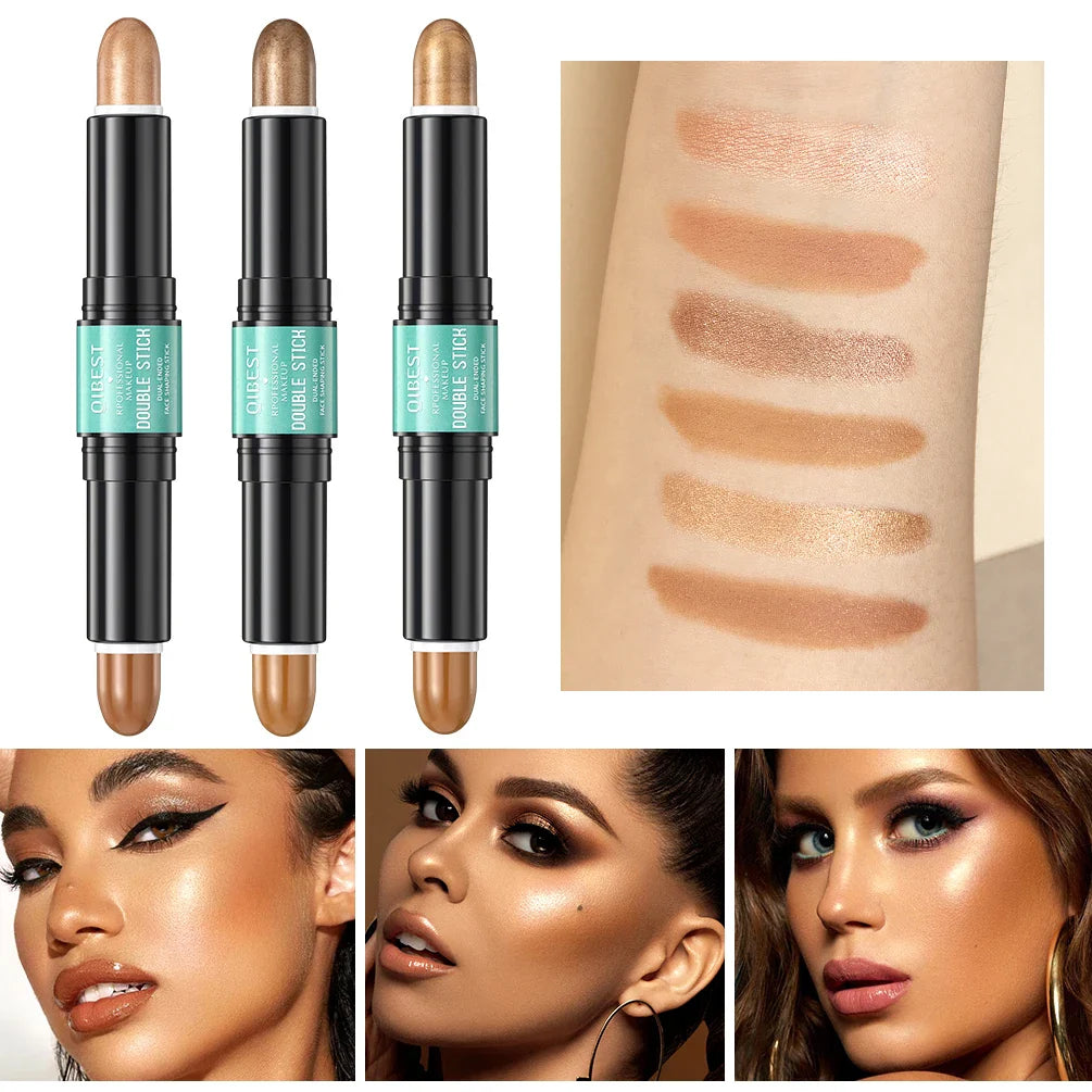 QIBEST 2-in-1 Highlight & Contour Stick | Cream Bronzer Blush
