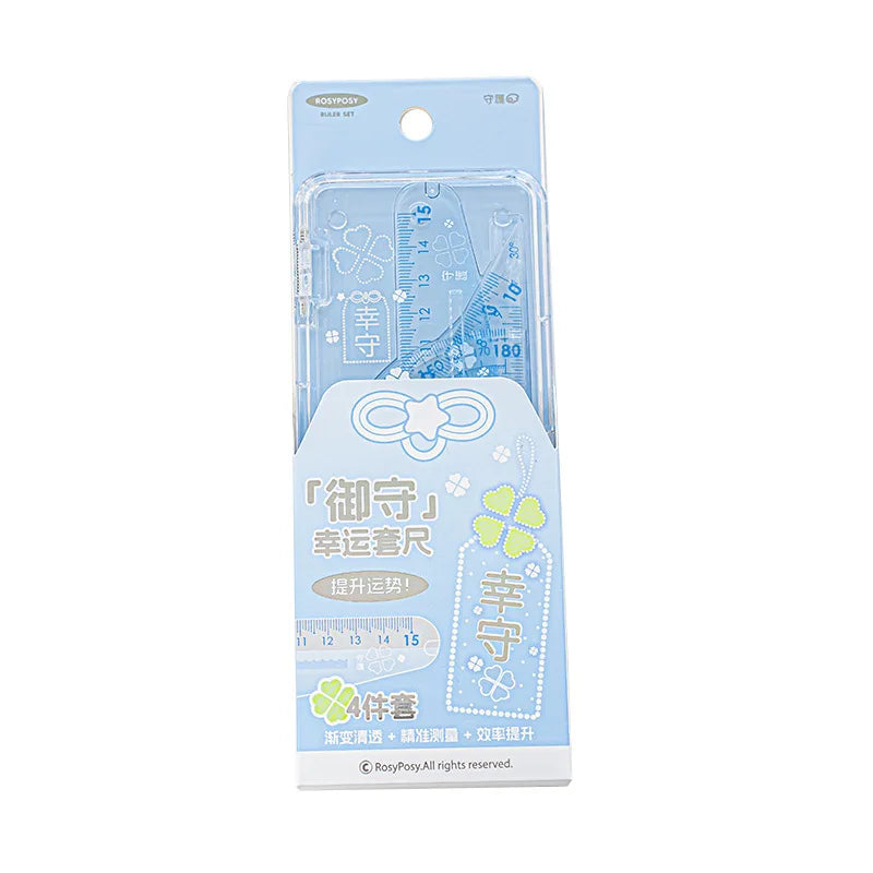 Ins Style Transparent Triangle Ruler Set Student Stationery Math Drawing Tools for School Ruler Set Tool Peaceful Pleasures Health and Wellness