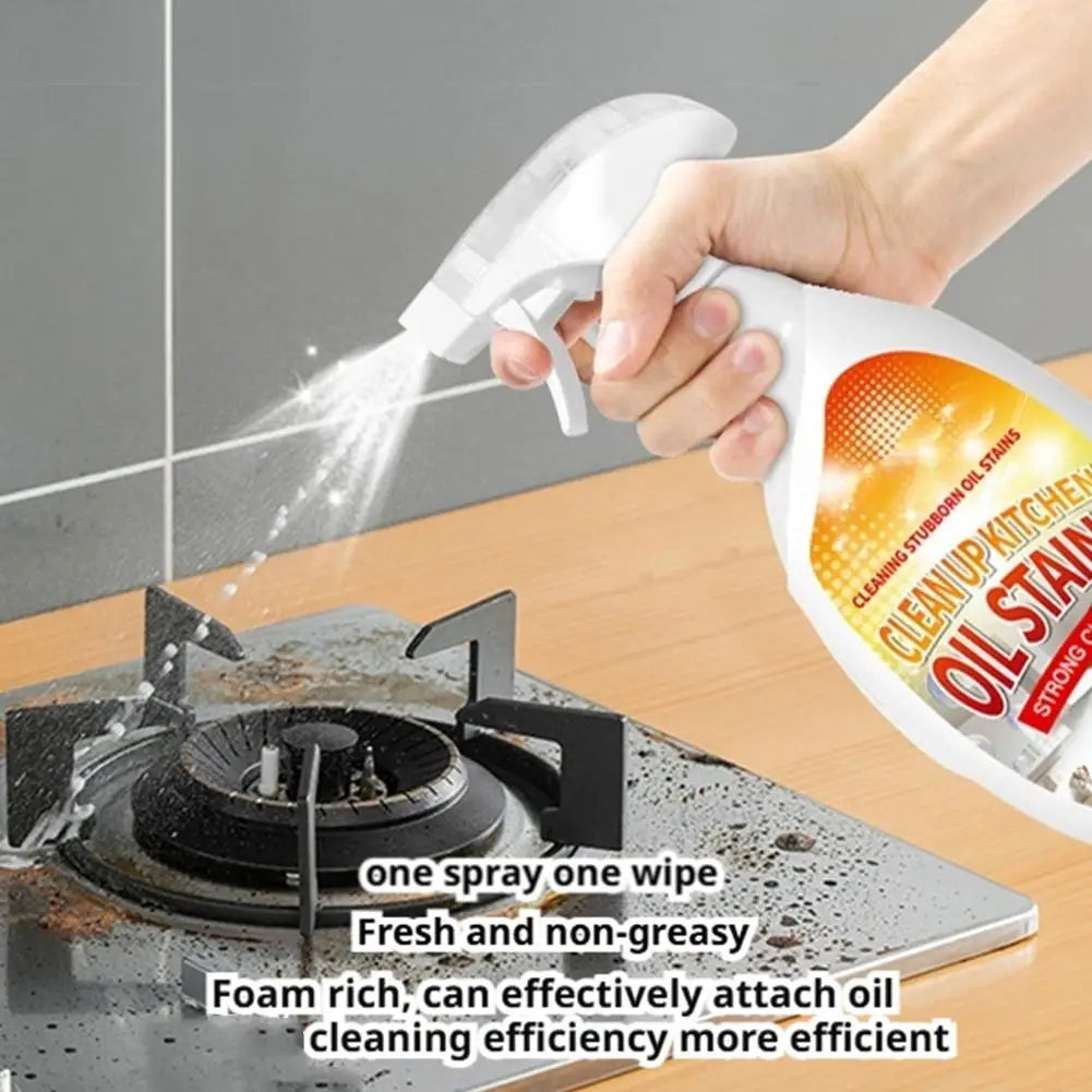Kitchen Stain Oil Remover Strong Fast-Acting Cleaning Stubborn Oil Stains Spray 240ml Stove Range Hood Clean Kitchen Utensils Peaceful Pleasures Health and Wellness