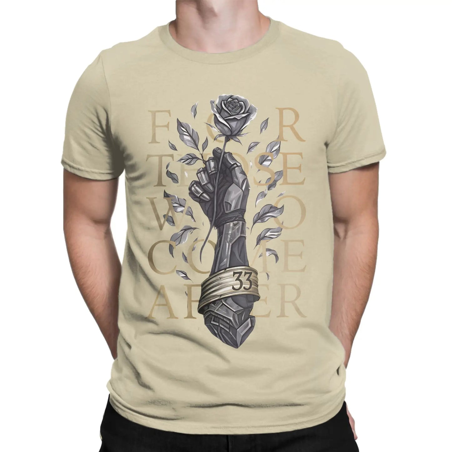 Clair Obscur Expedition 33 T Shirt Summer Novelty T-Shirts Men 100 Cotton O Neck Plus Size 5XL Short Sleeve Classic Tops Peaceful Pleasures Health and Wellness Khaki L