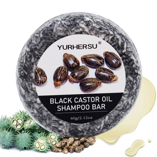 60g Black Castor Shampoo Bar 2-in-1 Shampoo and Conditioner, made with castor extract, nourishes and cares for all hair types. Peaceful Pleasures Health and Wellness