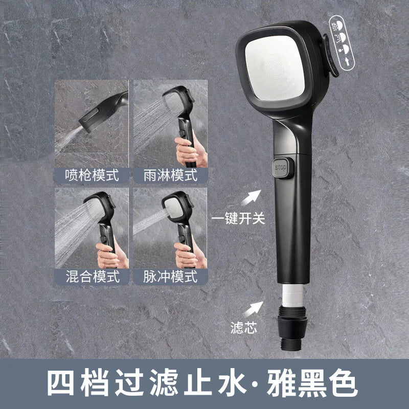 4-Mode High Pressure Handheld Shower Head | Water Saving Filter