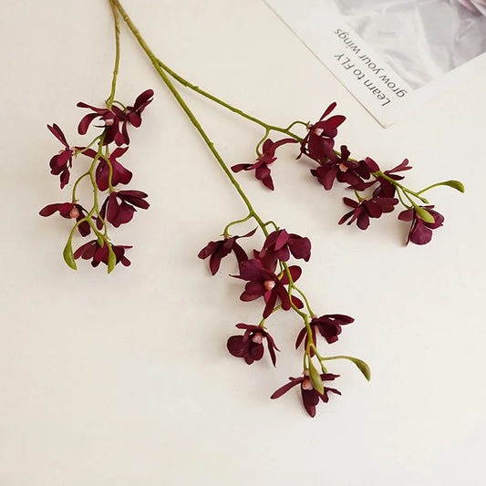 Artificial Phalaenopsis Orchid Branch | 3-Fork Realistic Fake Flower Artificial Flower Branch Oasis Select Red