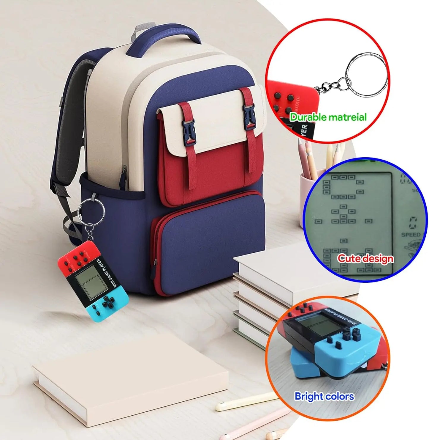 Mini Retro Handheld Game Console Keychain | Classic Pocket Toy