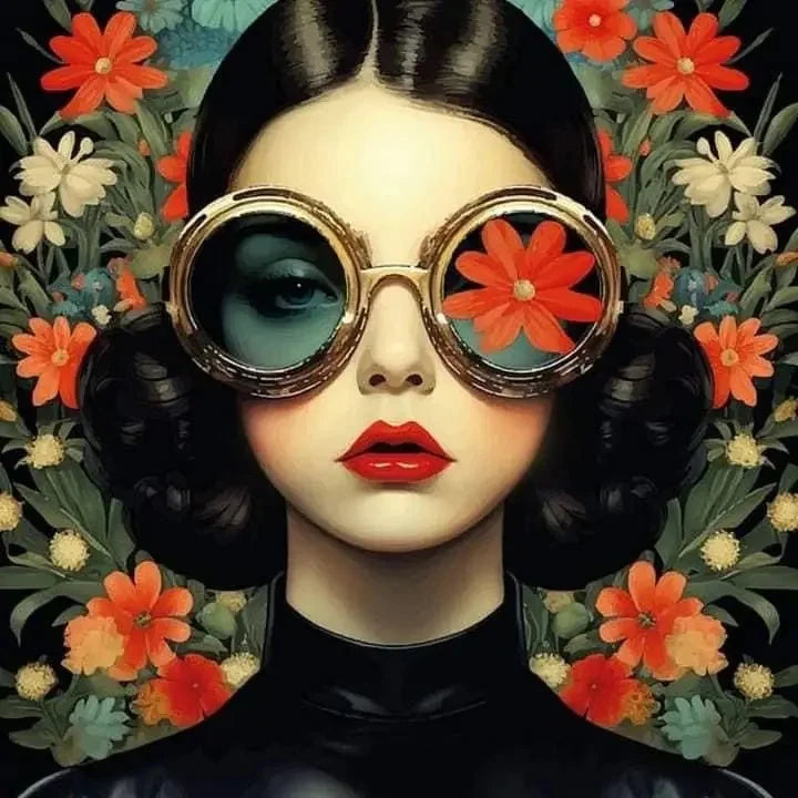 Surrealism Woman Portrait Canvas Painting Wall Art Wonderful Fantasy Fish and Girl Poster Prints for Living Room Home Decor Peaceful Pleasures Health and Wellness ZLH3532 20x20cm Unframed