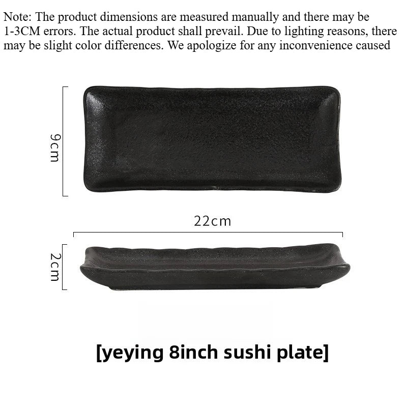 Creative 8-inch Rectangular Ceramic Sushi Plate Ideal for Japanese Cuisine and Dessert Display in Special Restaurants and Homes Peaceful Pleasures Health and Wellness 1pc E 8 inches