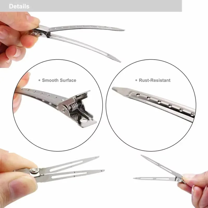 Professional Silver Hair Sectioning Clips – Non-Slip Salon Pins