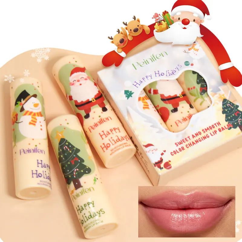 PEINIFEN 3-Pack Christmas Color Changing Lip Balm – Vitamin E