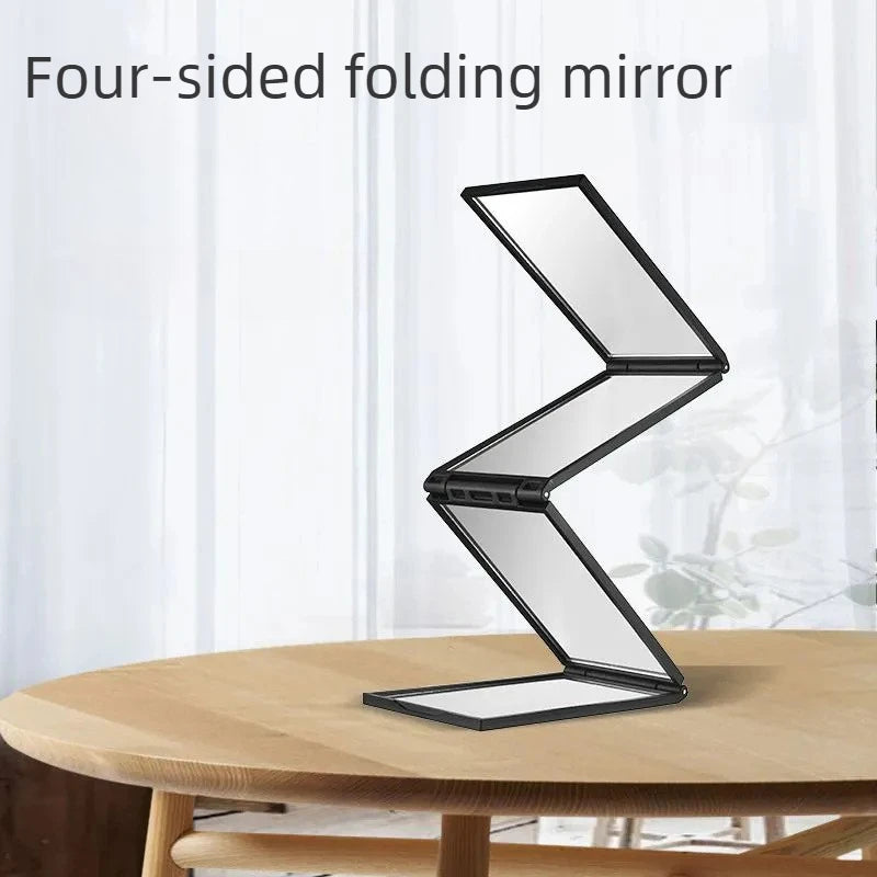4 Way Mirror 360 Degree Handheld Desktop Portable Foldable Makeup Mirror For Self Hair Cutting Makeup Mirror Convenient and prac Peaceful Pleasures Health and Wellness