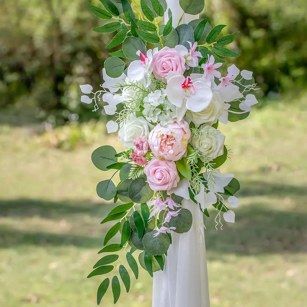 Artificial Silk Rose Garland – Fake Hanging Flowers Wedding Decor