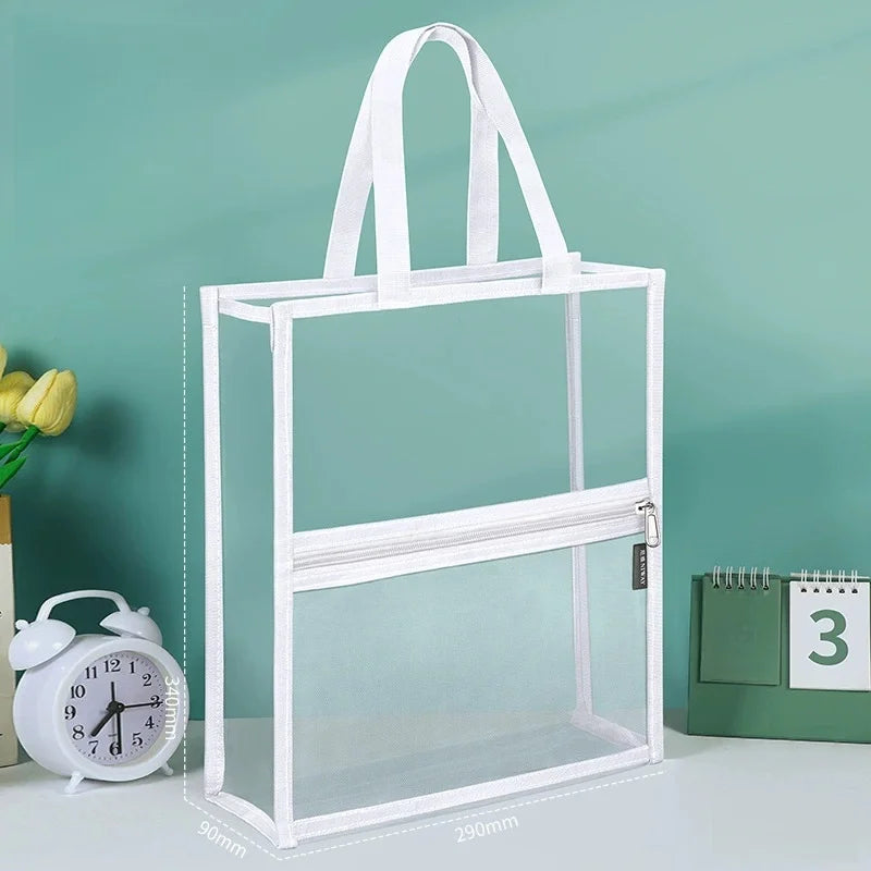 Transparent A4 File Bag Waterproof Zipper Document Organizer