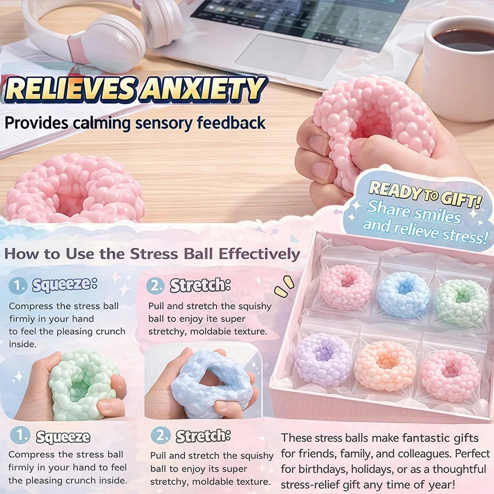 Crunchy Sand Stress Ball – Slow Rising Sensory Fidget Toy Sensory Fidget Toy Peaceful Pleasures Health and Wellness