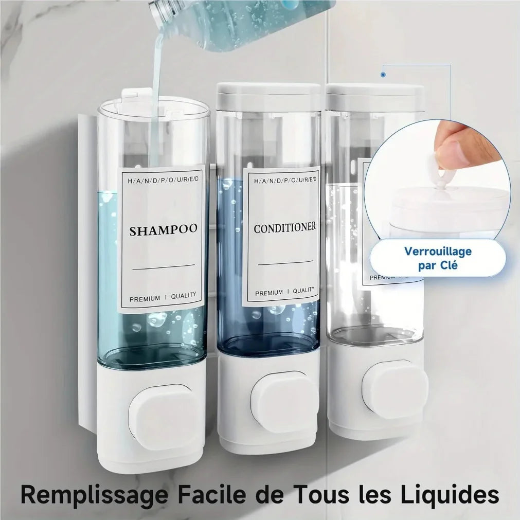 3-in-1 Wall-Mounted Soap & Shampoo Dispenser | No Drilling
