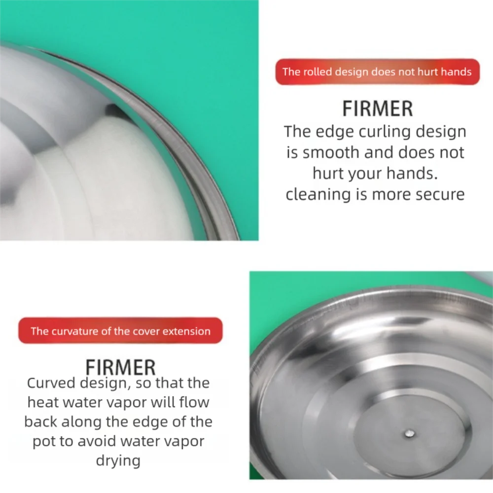 28/32/36/40cm Stainless Steel Pot Cover Universal Cookware Parts Round Pot Lids Cover with Knob Frying Pan Cover Household Peaceful Pleasures Health and Wellness