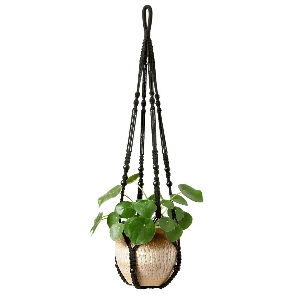 Boho Macrame Cotton Rope Plant Hanger – Handmade Tassel Basket