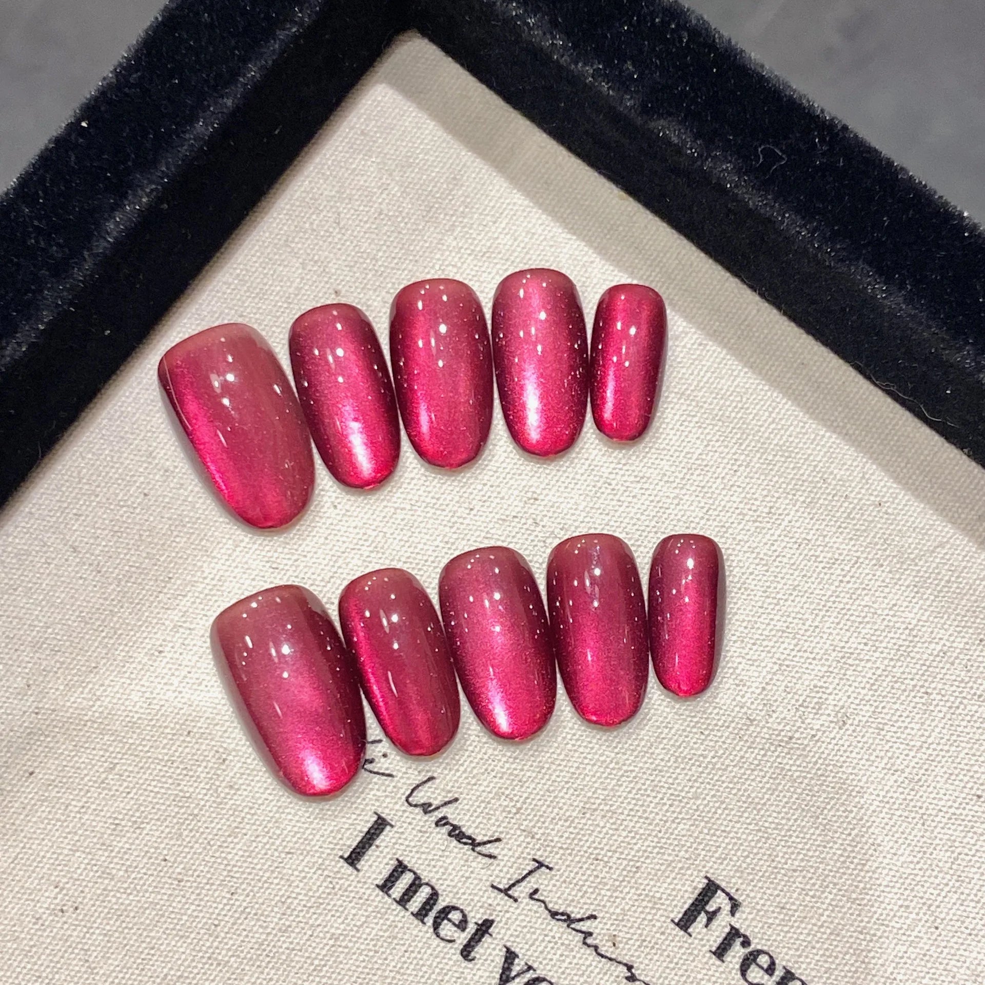 Handmade Press on Nails Purple Cat Eye Almond False Nails Fashion Cat Eye Fake Nail Tips Women Wearable Detchable Manicure Set Peaceful Pleasures Health and Wellness S