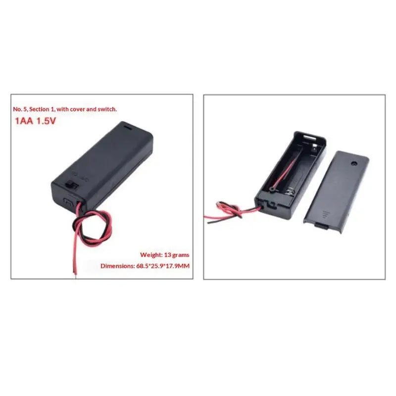 All Black AA Battery Holder Storage Case Box With Switch And Cover For AA Batteries Standard Container 1 2 3 4 6 Slots Peaceful Pleasures Health and Wellness AA 1 Slots 1pcs