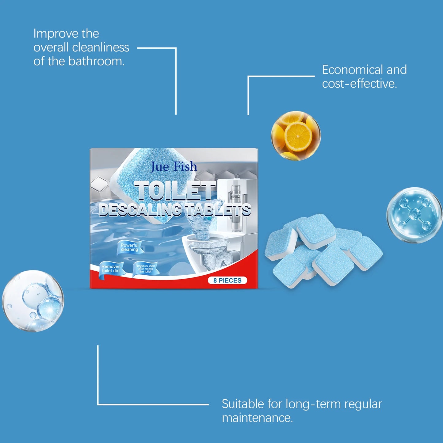 Toilet Descaling Tablets 8-Pack | Remove Stains & Odors