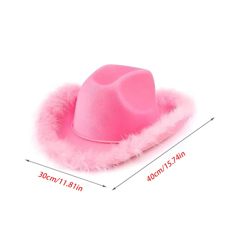 6-Pack Fluffy Cowgirl Hats – Bachelorette & Bridal Party Set Costume Party Hat Peaceful Pleasures Health and Wellness