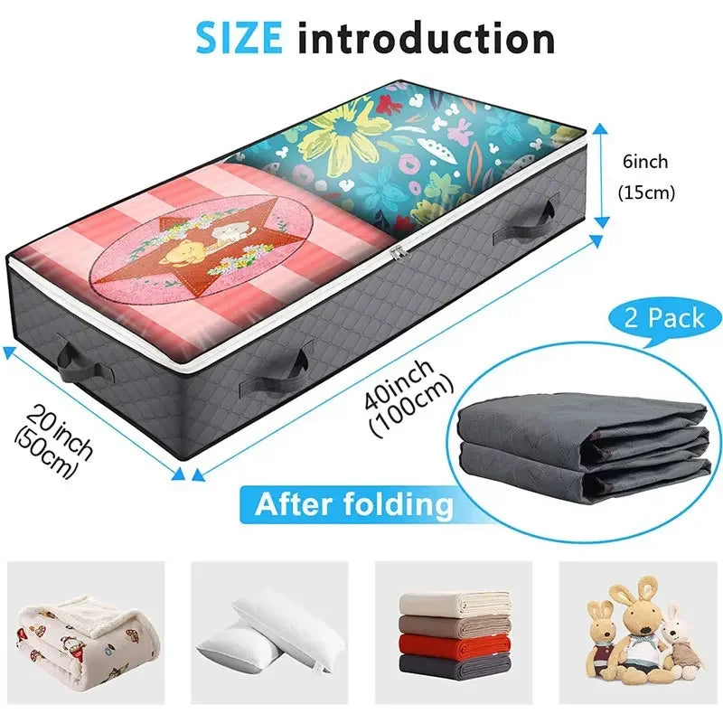 Under Bed Storage Bag – Large Foldable Dustproof Quilt Organizer