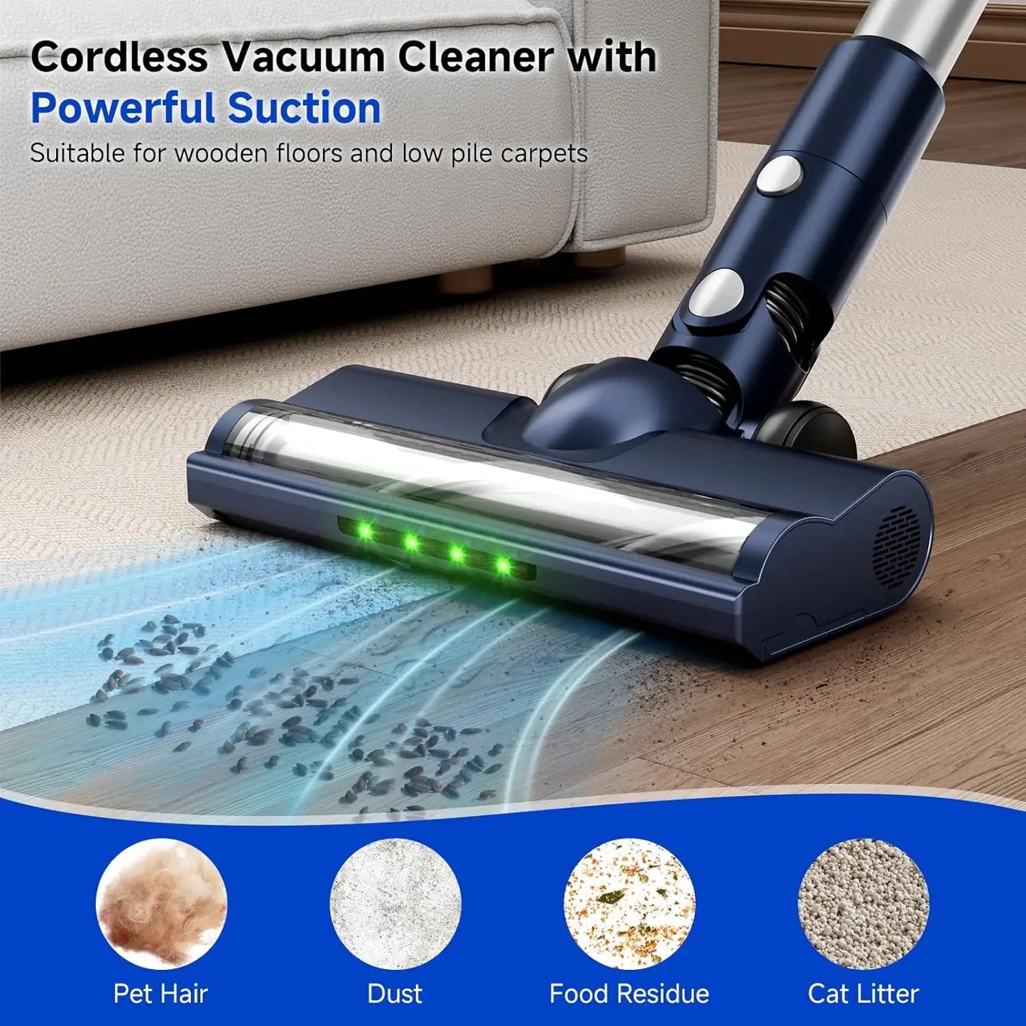 Cordless Vacuum Cleaner with 30KPa Suction, 6-in-1 Design for Pet Hair and Hard Floors Peaceful Pleasures Health and Wellness
