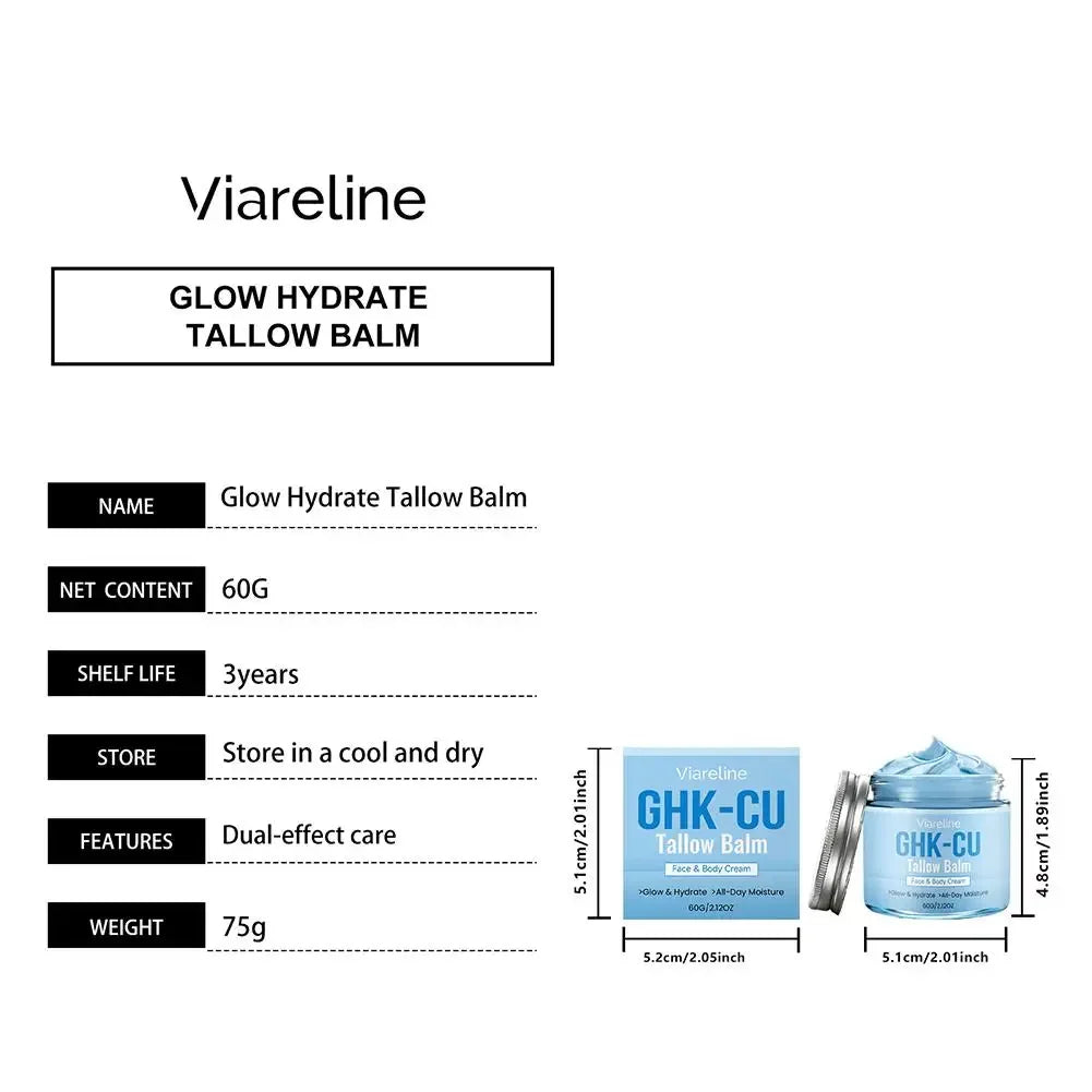 Natural GHK-CU Copper Peptide Tallow Balm Blue Cream - Brighten Hydrating Face & Body Moisturizer, for Dry Sensitive Mature Skin Peaceful Pleasures Health and Wellness