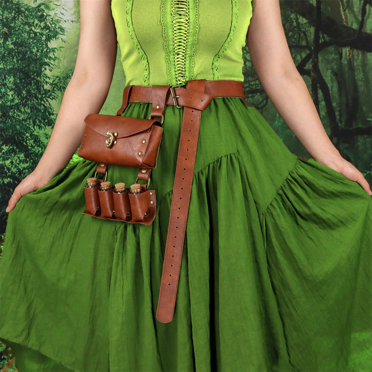 Renaissance Leather Belt Medieval Wizard Alchemy Glass Magic Bottle
