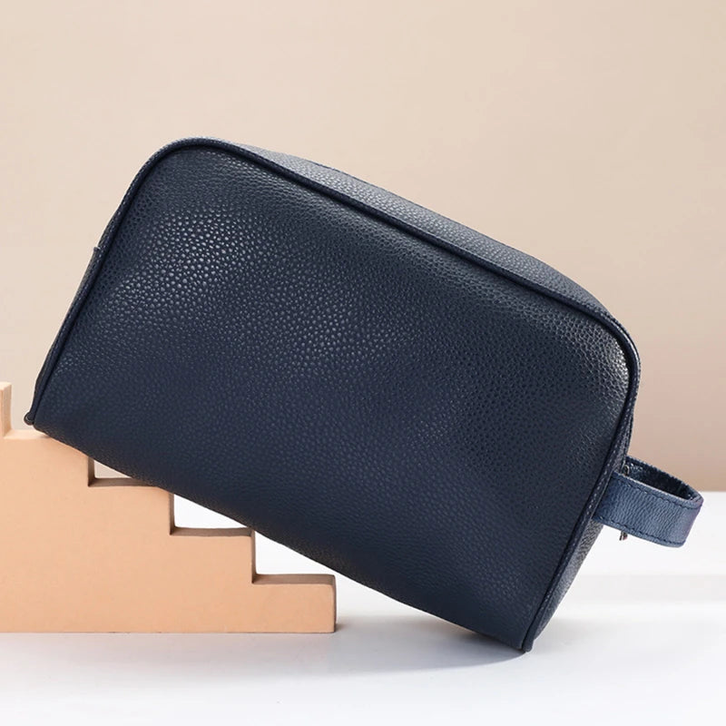 Cosmetic Bags Women Fashion Solid Color Handheld Wash Makeup Bag Ladies Portable Travel Storage Lipstick Organiser Bags Peaceful Pleasures Health and Wellness DEEP BLUE