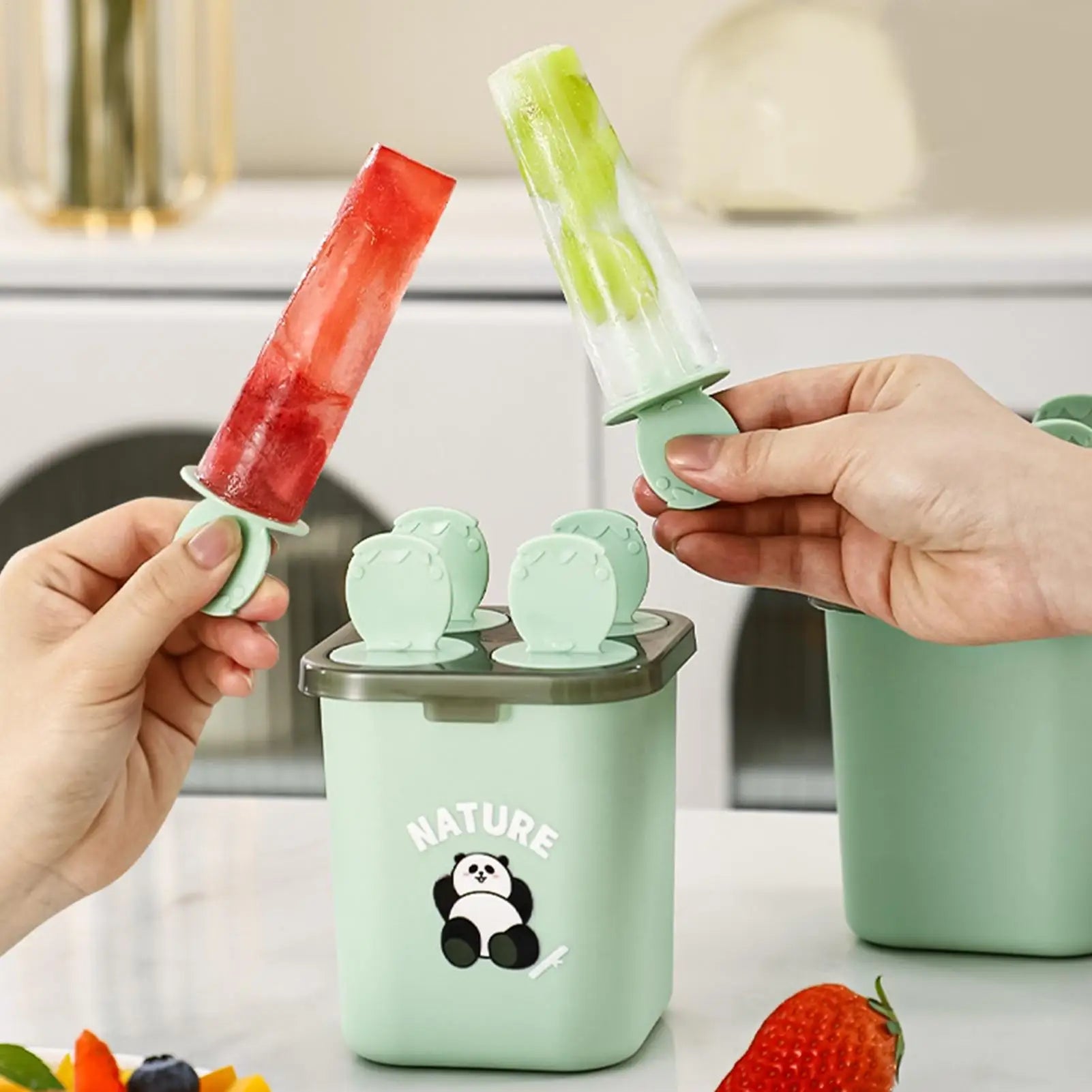 4-Cavity Ice Cream Mold Easy Demolding Homemade Ice Lolly Mold for Family Summer Birthday Party Camping Holiday Peaceful Pleasures Health and Wellness