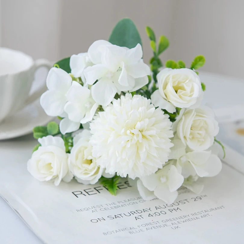 Silk Rose & Chrysanthemum Artificial Bridal Bouquet | Wedding Décor