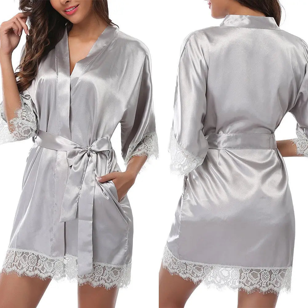 Women's Plus-Size Ice Silk Robe & Lingerie Set | Nightgown
