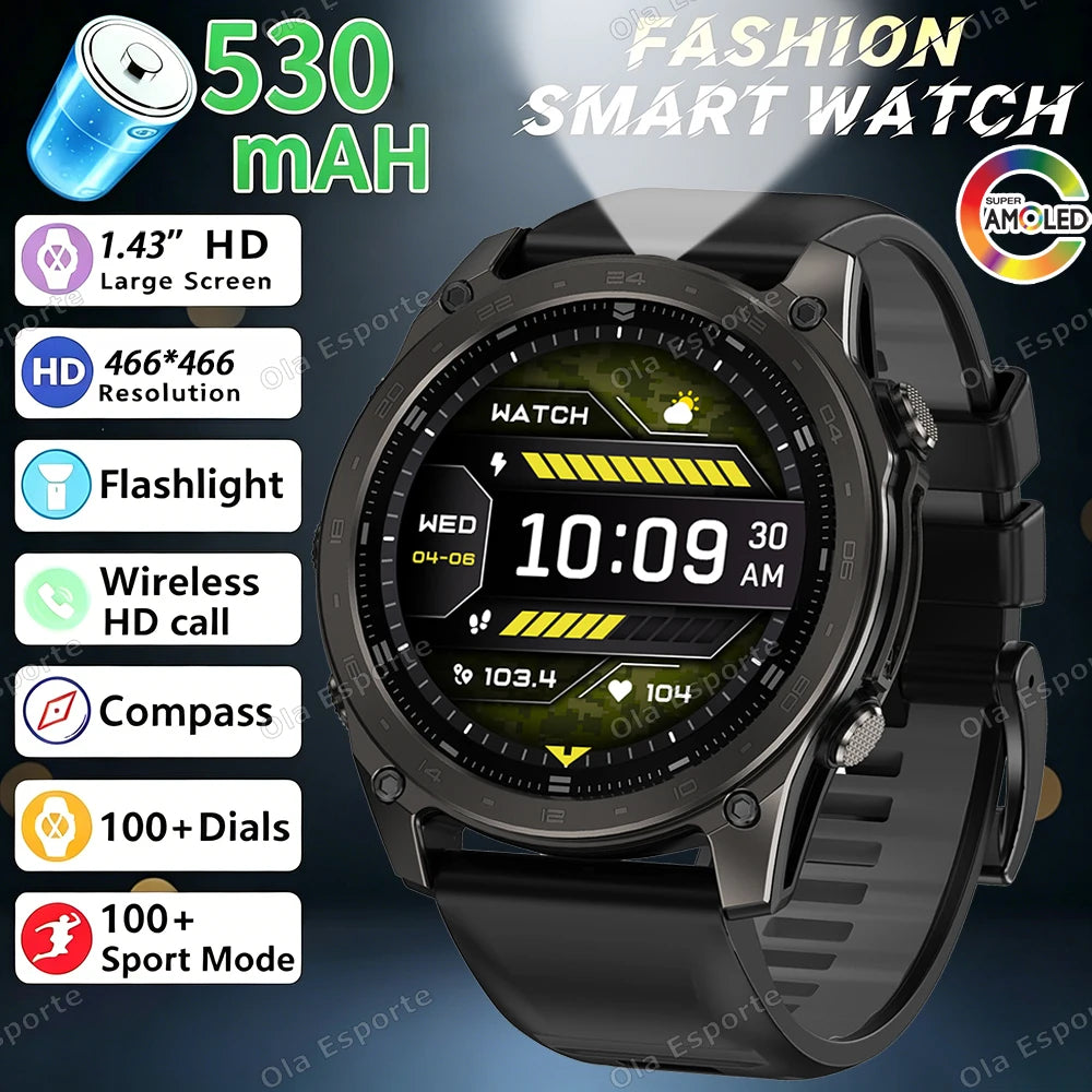 Ola Esporte HW12 Military Smart Watch | AMOLED Bluetooth Call